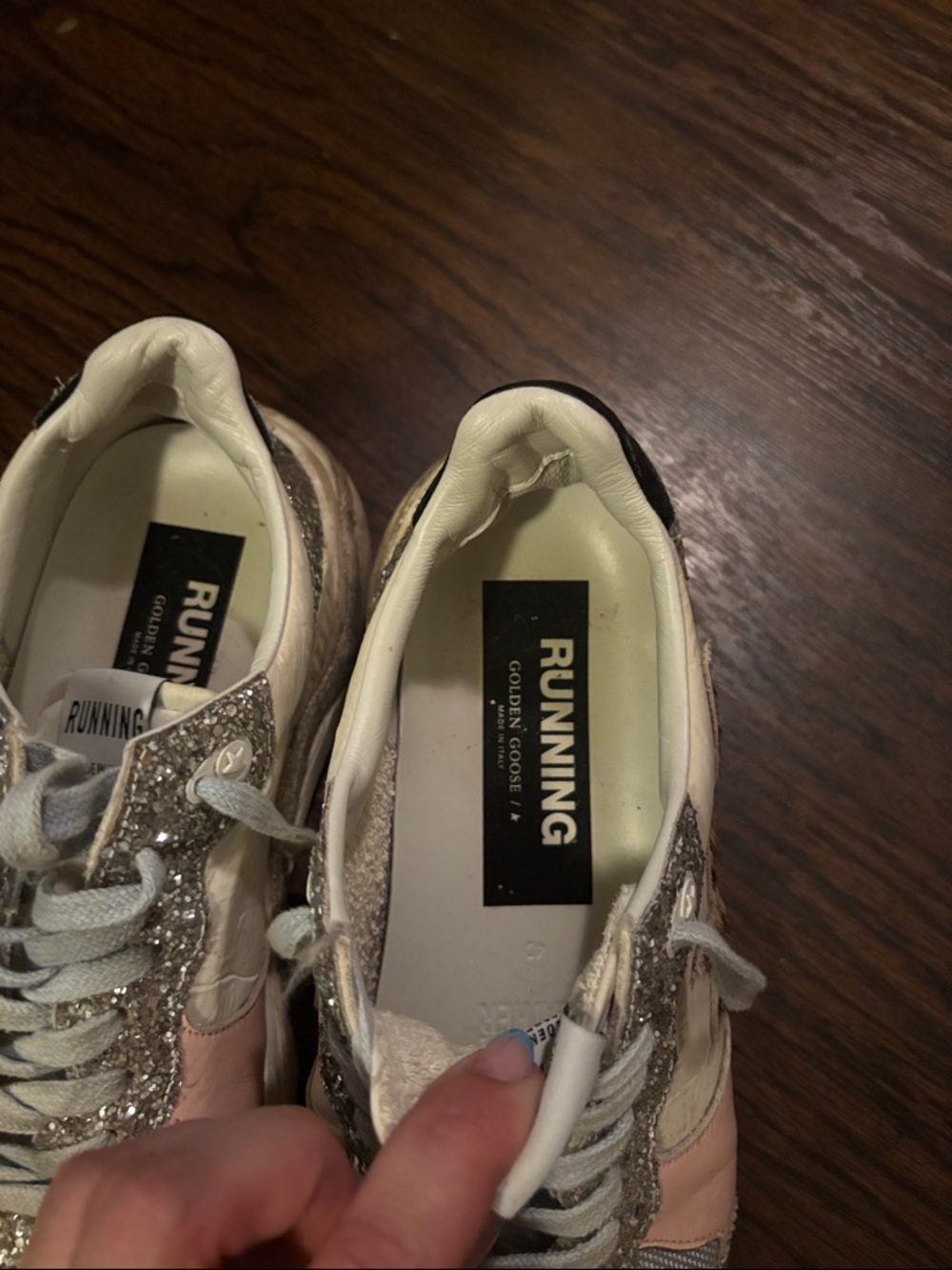 Golden Goose Pink, Silver & Cream Glitter-Accent Sneakers - Picture 7 of 8